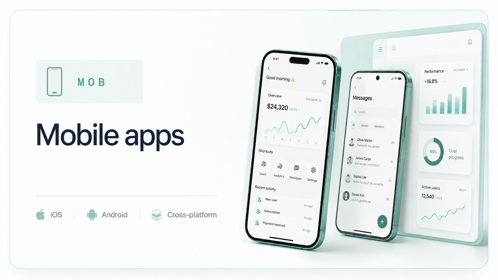 Mobile app capability with polished iOS and Android product screens